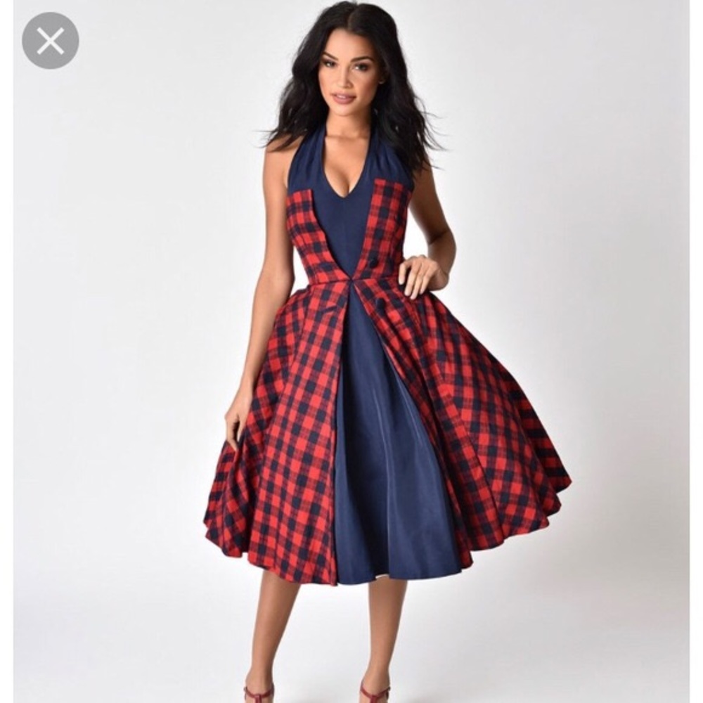 Janie Bryant Unique Vintage plaid halter dress 4X